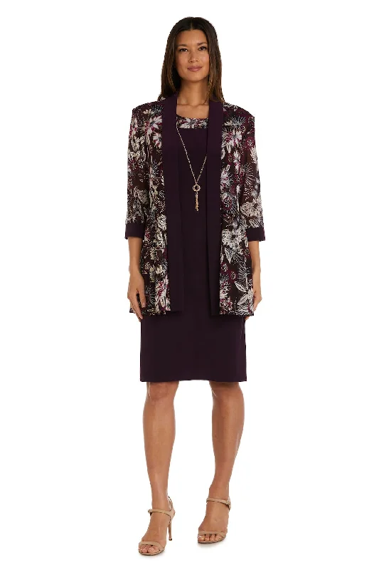 R&M Richards 9523P Fitted Short Floral Formal Jacket Petite Dress Rayon Fabric Velvet Fabric Corduroy Fabric