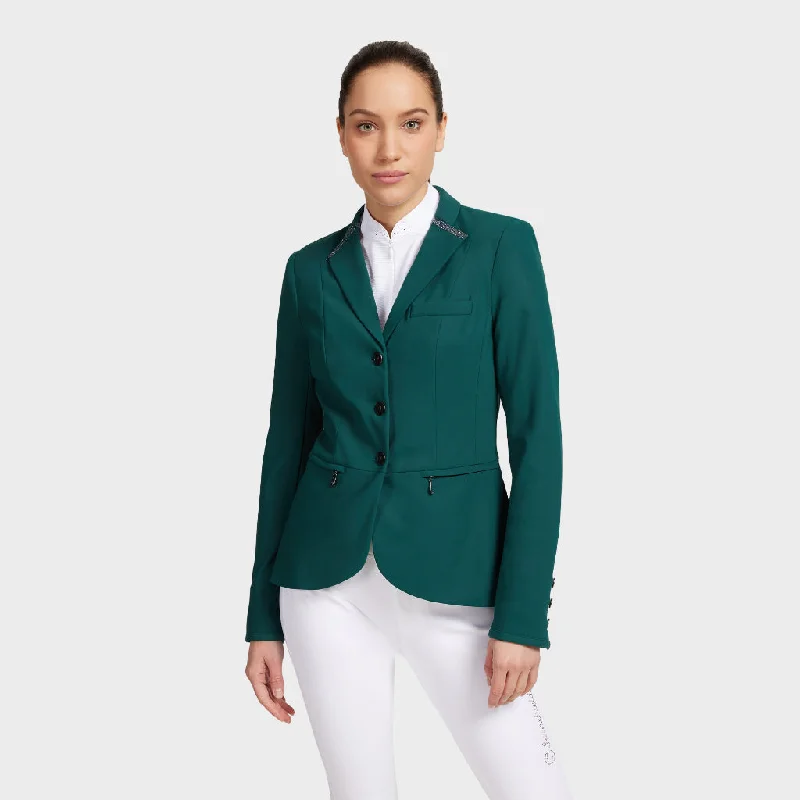 Samshield Victorine Premium Ladies Competition Jacket Posy Green Zippered Front Buttoned Front Snap Front