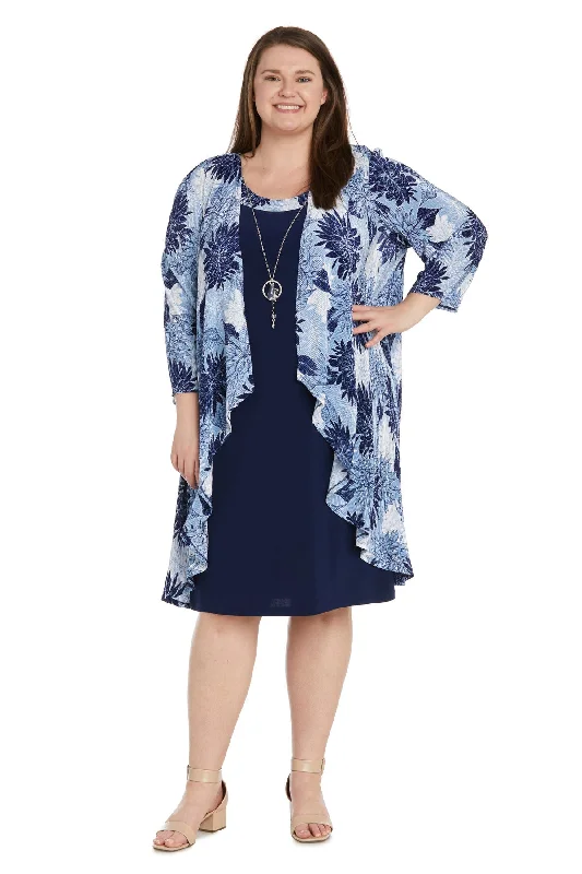 R&M Richards 1089W Short Printed Plus Size Jacket Dress Notch Collar Jacket Peter Pan Collar Jacket Cowl Neck Jacket