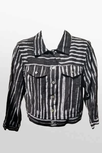 Light Linen Jacket By Inizio - Black Stripes Corduroy Jacket Velvet Jacket Brocade Jacket