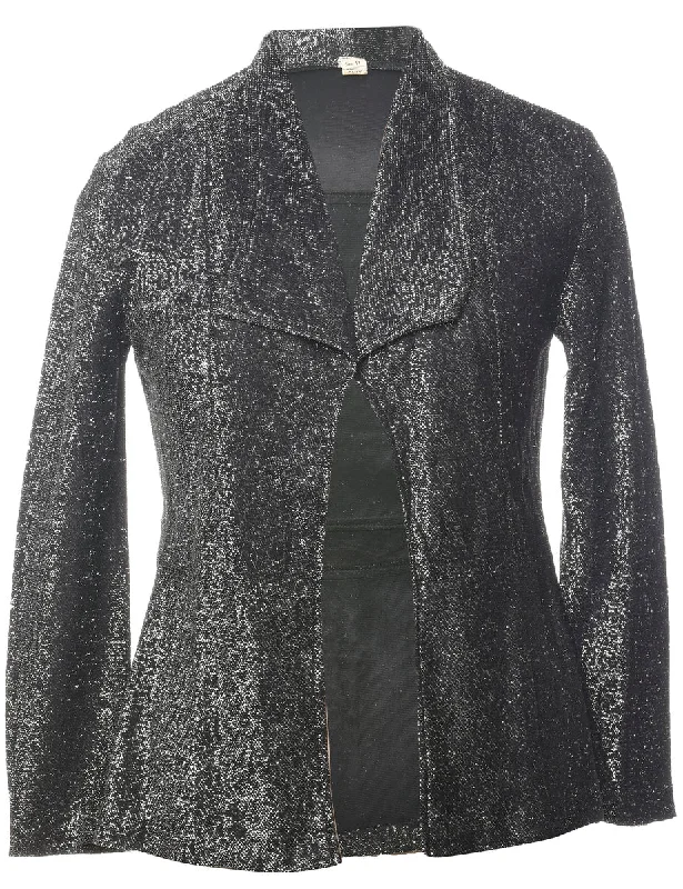 Lurex Thread Pattern Evening Jacket - M Hooded Jacket Caped Jacket Shawl Collar Jacket
