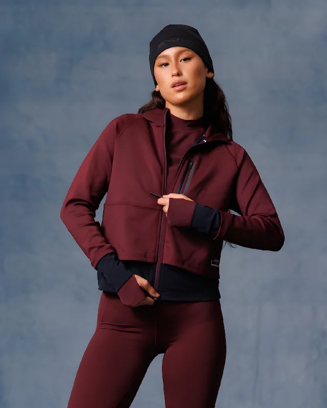 DRYFORCE® Double Layer Jacket | Plum Wine Hooded Jacket Caped Jacket Shawl Collar Jacket