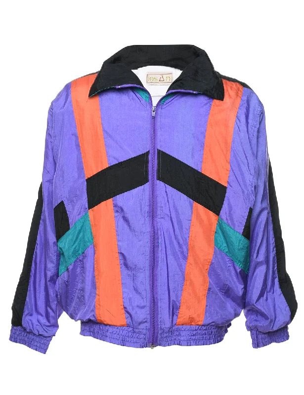 Multi-Colour Contrast Panel Nylon Jacket - XL Tailored Jacket Straight Jacket A-Line Jacket
