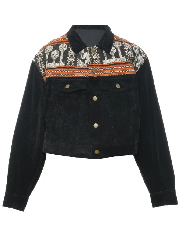 Corduroy Black Jacket - M Herringbone Jacket Houndstooth Jacket Plaid Jacket