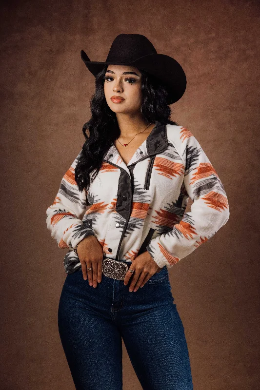 Gray Western Aztec Snap Buttoned Fleece Jacket Boat Neck Shawl Collar Notched Collar Gray Western Aztec Snap Buttoned Fleece Jacket Boat Neck Shawl Collar Notched Collar
