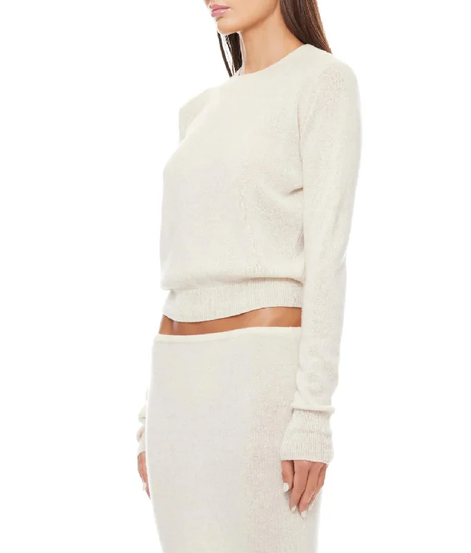 Eterne - Francis Cashmere Sweater in Oatmeal Jersey Fabric Tulle Fabric Batik Fabric