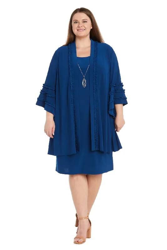 R&M Richards 3066W Short Mother of the Bride Plus Size Jacket Dress Faux Fur Jacket Real Fur Jacket Shearling Jacket