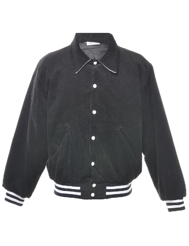 Corduroy Black Northern Industrial Varsity Jacket - M Striped Jacket Polka Dot Jacket Floral Jacket