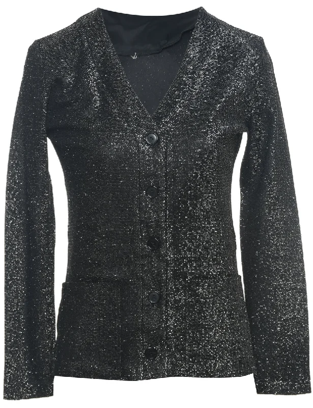 Lurex Thread Pattern Evening Jacket - S Elasticated Jacket Padded Jacket Insulated Jacket
