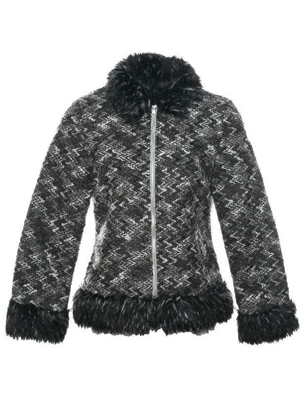 Dark Grey Jacket - S Appliqued Jacket Beaded Jacket Sequined Jacket