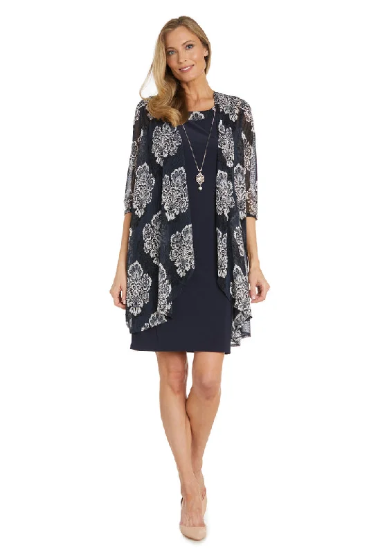 R&M Richards 1427 Mother of the Bride Short Printed Jacket Dress Faux Fur Jacket Real Fur Jacket Shearling Jacket