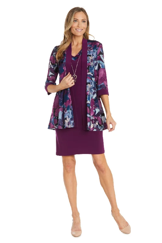 R&M Richards 1518P Short Floral Printed Jacket Petite Dress Cotton Fabric Linen Fabric Terry Fabric