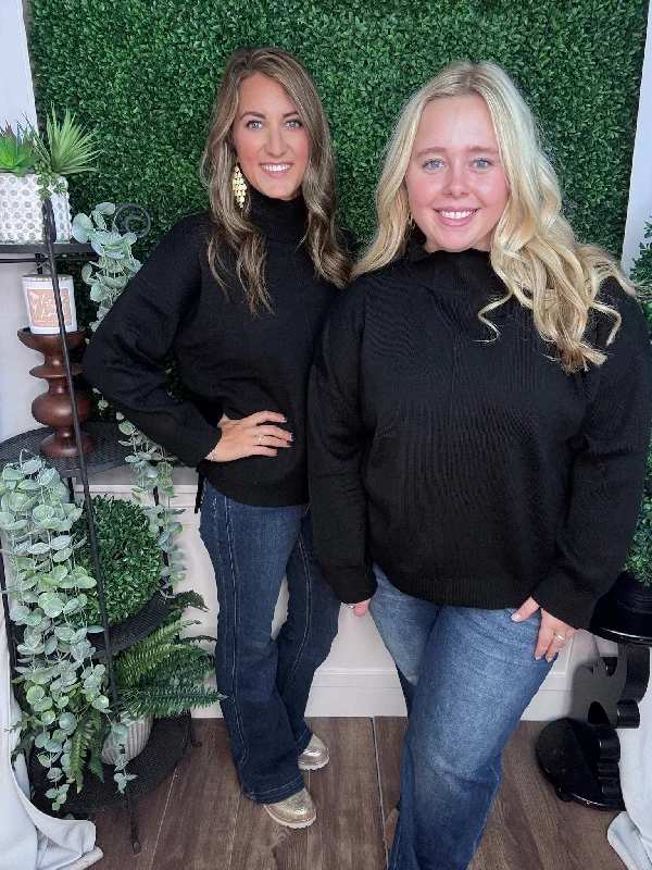 TURTLENECK SWEATER W/FRONT SEAM DETAIL High Neck Crew Neck V-Neck