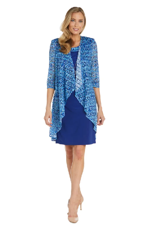 R&M Richards 1174 Short Mother of the Bride Printed Jacket Dress Mesh Jacket Canvas Jacket Denim Jacket