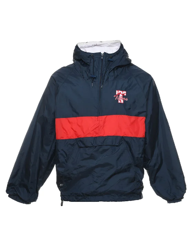Navy & Red Basketball Design Nylon Jacket - M Faux Fur Jacket Real Fur Jacket Shearling Jacket Navy & Red Basketball Design Nylon Jacket - M Faux Fur Jacket Real Fur Jacket Shearling Jacket