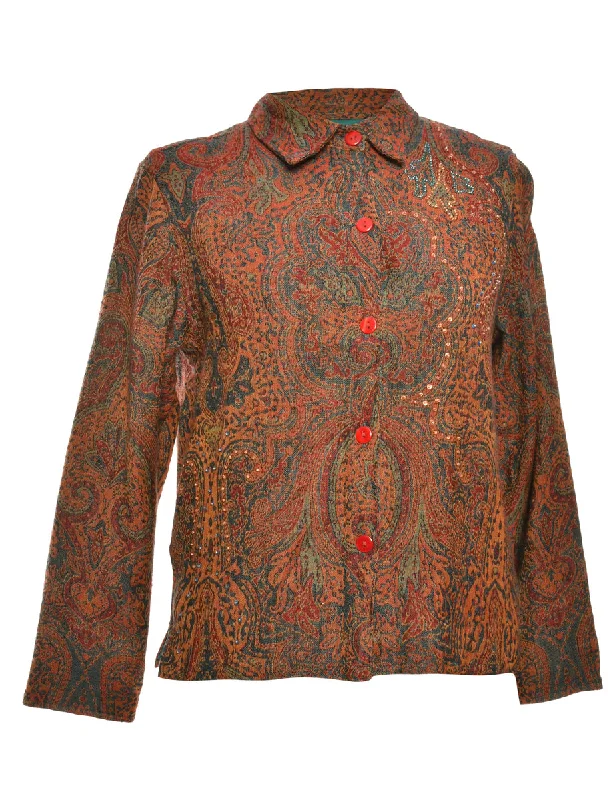 Multi-colour Paisley Jacket - XL Insulated Jacket Fitted Jacket Loose Jacket
