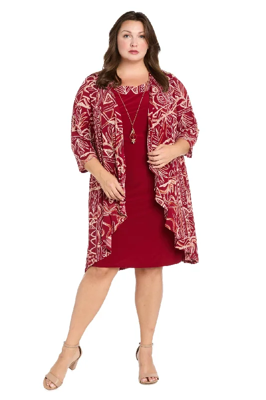 R&M Richards 3187W Short Printed Plus Size Jacket Dress Faux Fur Fabric Real Fur Fabric Shearling Fabric