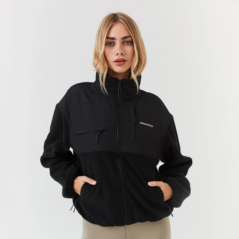 Borg Fleece Tech Jacket | Black Denim Jacket Leather Jacket Suede Jacket