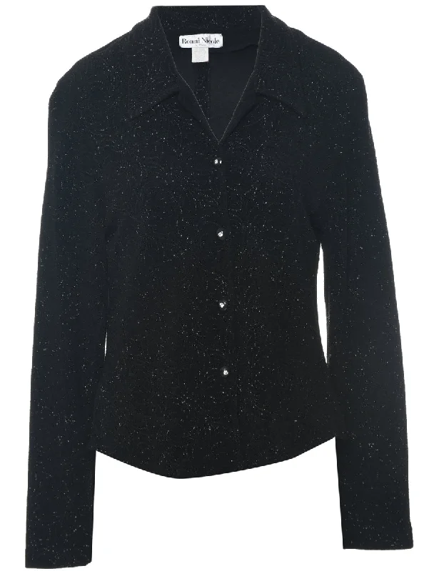Metallic Finish Evening Jacket - M Zip Front Button Front Snap Front