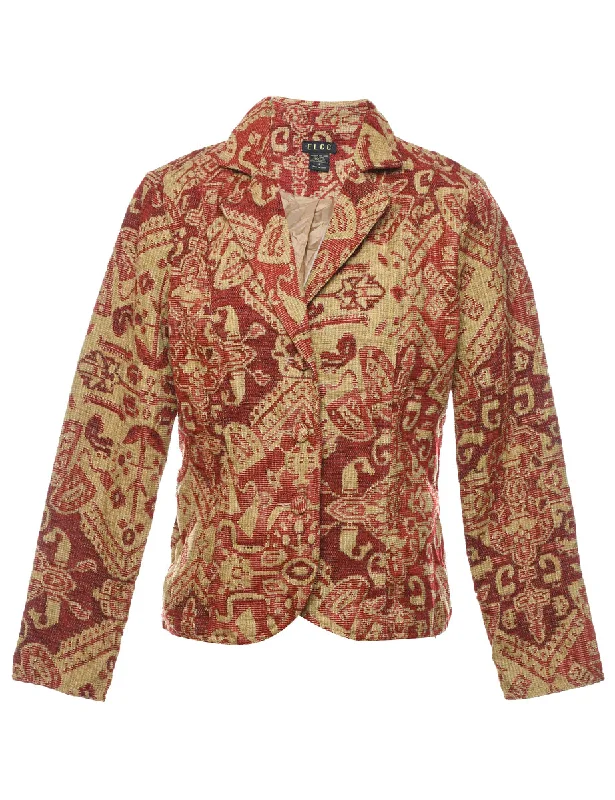 Maroon & Gold Tapestry Jacket - S Chenille Fabric Brocade Fabric Lace Fabric