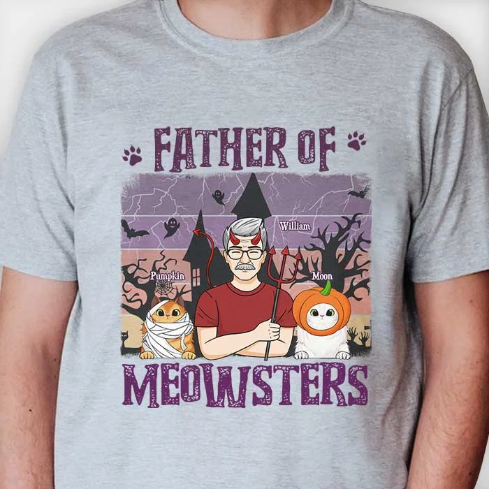 Father Of Meowsters - Personalized Unisex T-Shirt, Hoodie, Sweatshirt - Gift For Pet Lovers, Halloween Gift