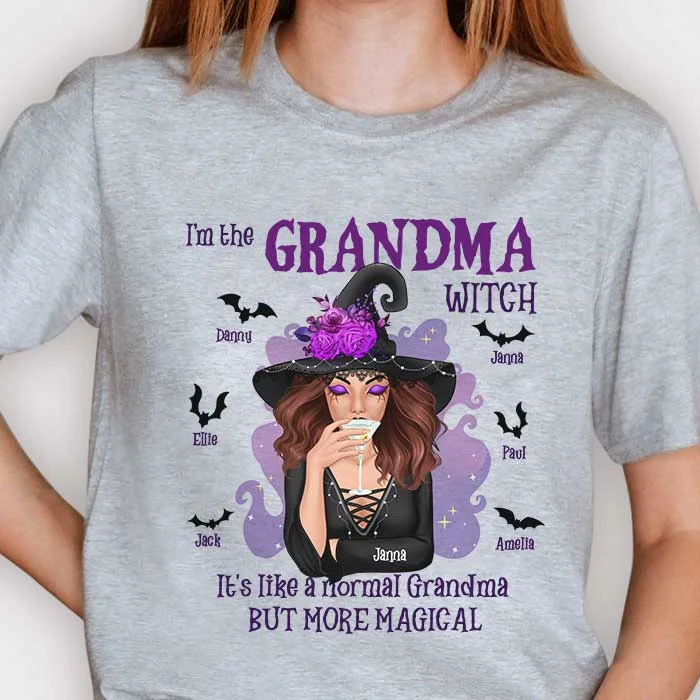 Grandma Witch Like A Normal Grandma But More Magical - Personalized Unisex T-shirt, Hoodie, Sweatshirt - Gift For Witches, Gift For Grandma, Grandparents, Halloween Gift