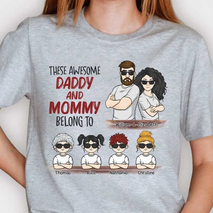 We're Awesome Daddy & Mommy - Personalized Unisex T-shirt, Hoodie - Gift For Couples, Husband Wife