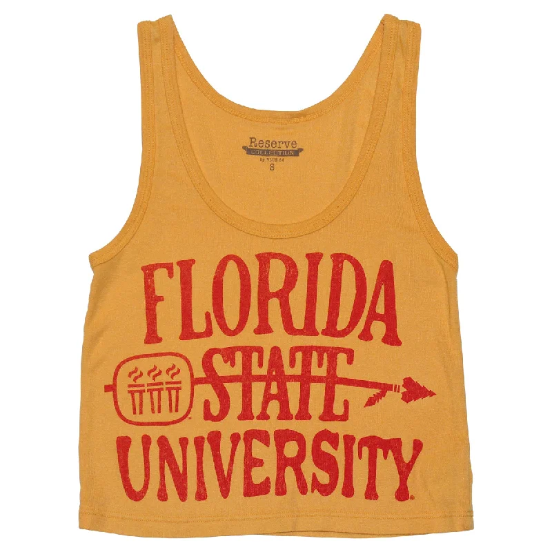 Blue 84 Women's Vault Florida State University Torches Design Crop Rib Tank - Gold