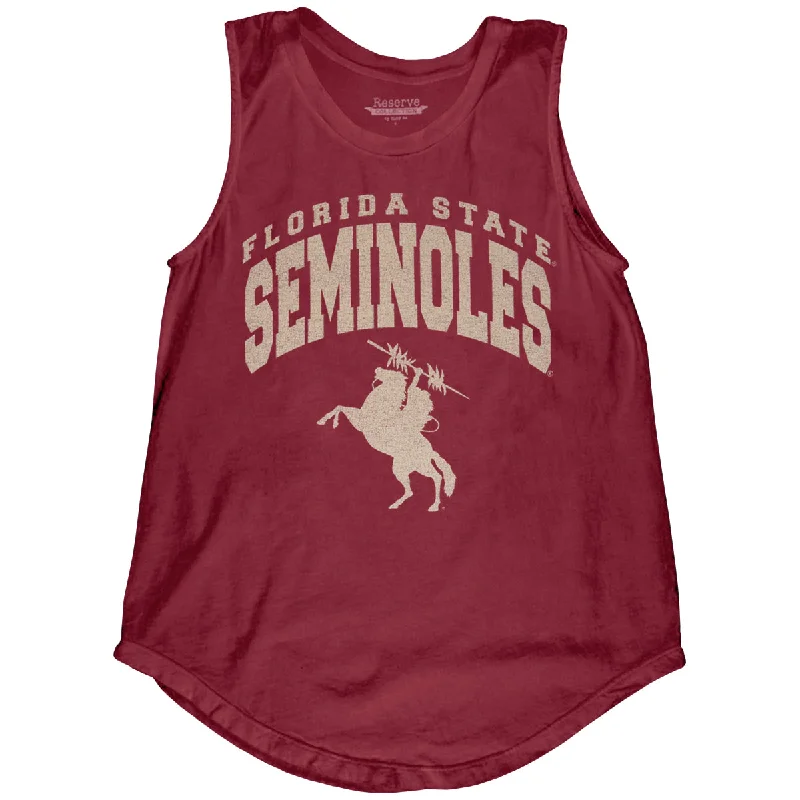 Blue 84 Women's Florida State Seminoles Unconquered Silhouette Rounded Bottom Tank - Garnet