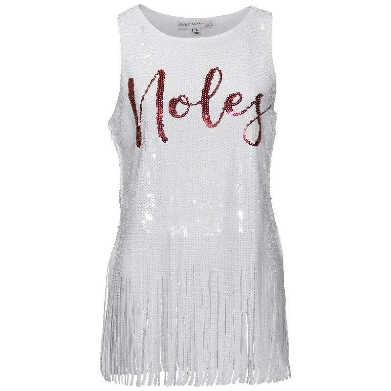 Capri Designs Women's Noles Sequin Fringe Tank - White