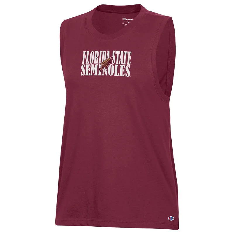 Champion Women's Florida State Seminoles Arrowhead Design Muscle Tank - Garnet