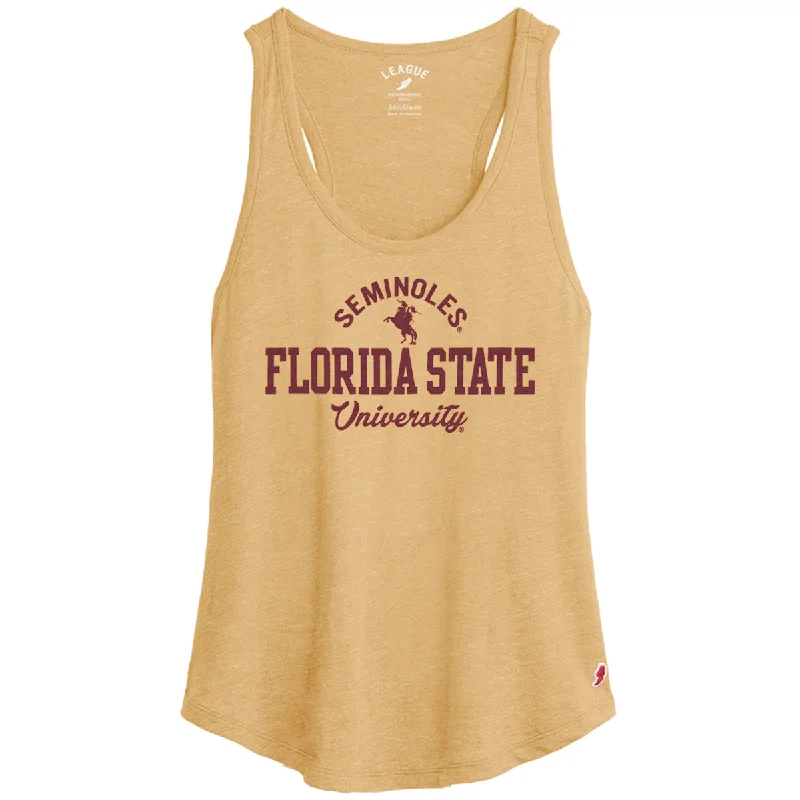 League Women's Seminoles/Florida State University Unconquered Silhouette Design Tri-blend Tank - Heather Gold