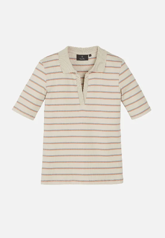 Polo KERRIA STRIPES arctic white | recolution