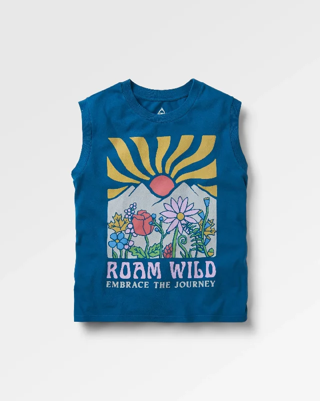 Roam Wild Recycled Cotton Tank Top - Tidal Blue