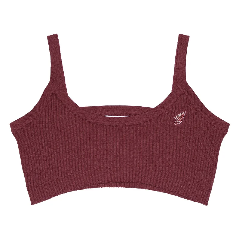 Emerson Street Women's Arrowhead Logo Solid Knit Bra Top - Garnet