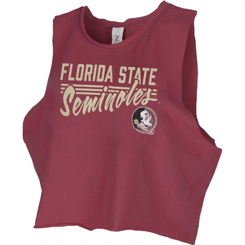 ZooZatz Women's Florida State Seminoles/Seminole Logo Crop Muscle Tank - Garnet