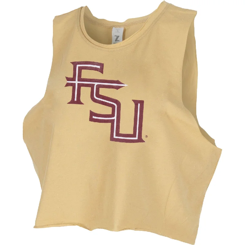 ZooZatz Women's Stacked FSU Crop Muscle Tank - Gold