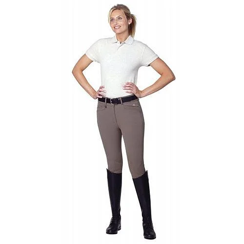 467848 Ovation Ladies Celebrity Slim Secret EuroWeave DX EuroSeat Front Zip Knee Patch Breech - Tan