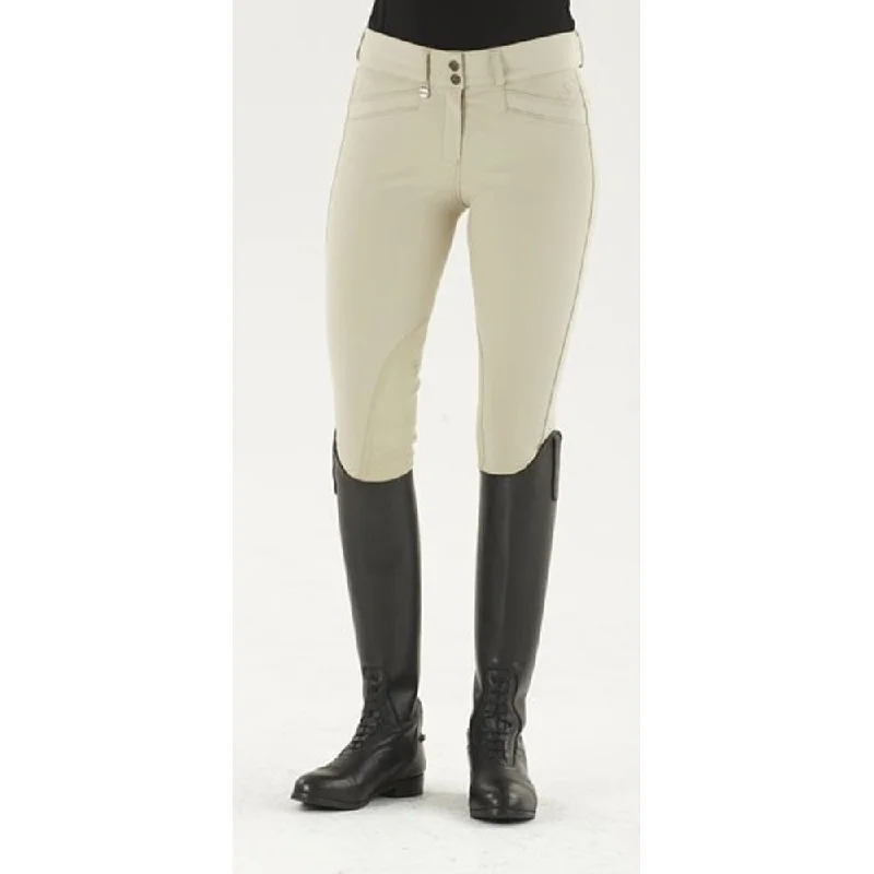 467848 Ovation Ladies Celebrity Slim Secret EuroWeave DX EuroSeat Front Zip Knee Patch Breech - Tan