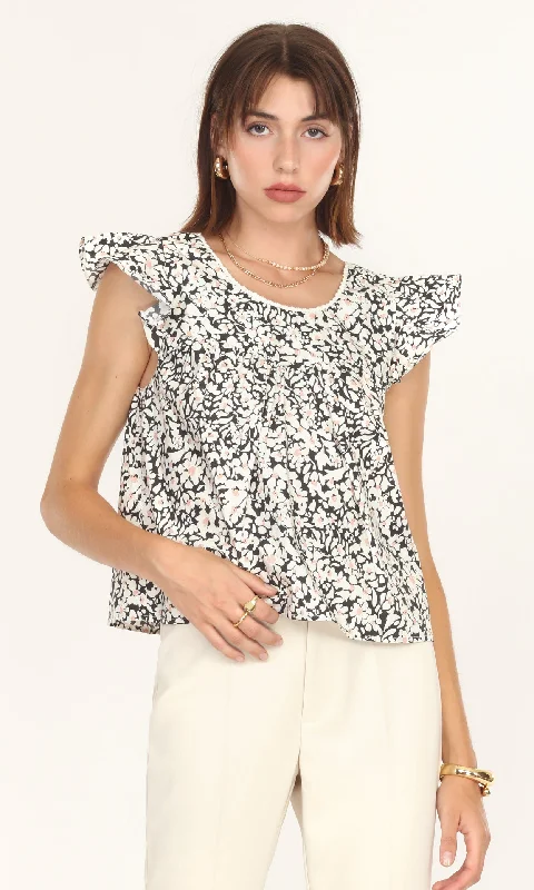 Bea Poplin Ruffled Top