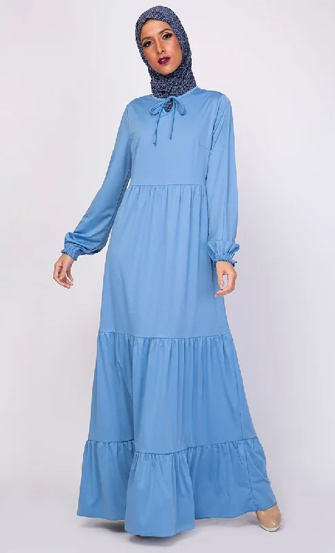 Multi Tiered Flared Abaya Dress