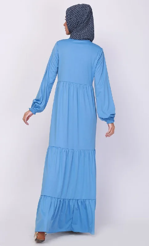 Multi Tiered Flared Abaya Dress