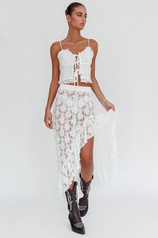 Besties Asymmetric Hem Maxi Skirt Ivory