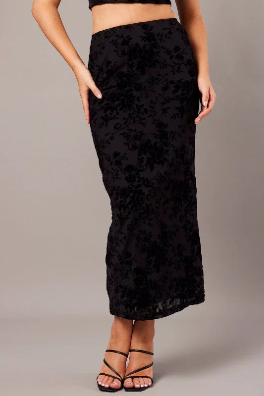 Black Maxi Skirt Burn Out