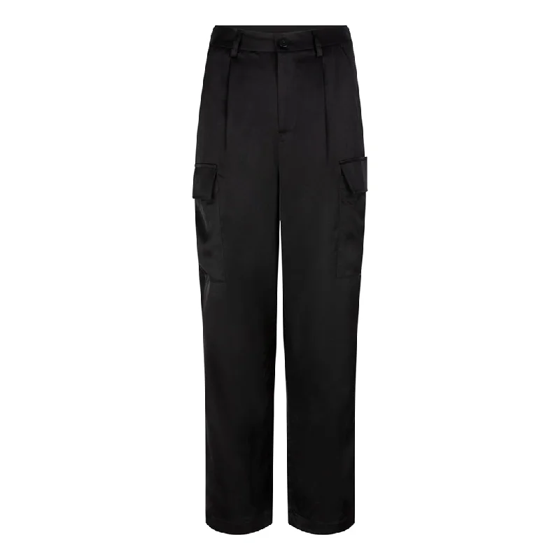 Black Sateen Cargo Trousers - FINAL SALE