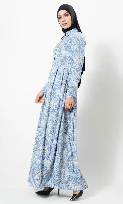 Printed Shirt Style Casual Everyday Abaya Dress