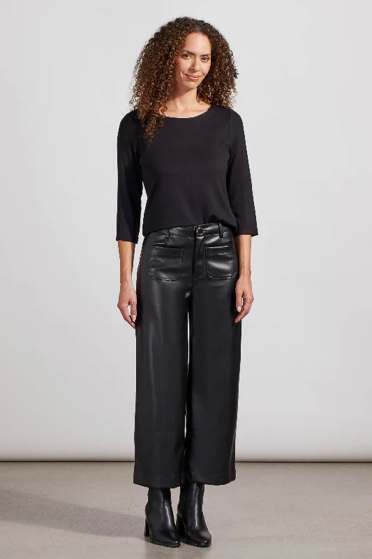 Brooke Hugging Faux Leather Wide Leg Crop Pant - FINAL SALE