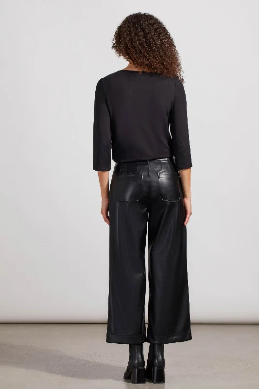 Brooke Hugging Faux Leather Wide Leg Crop Pant - FINAL SALE