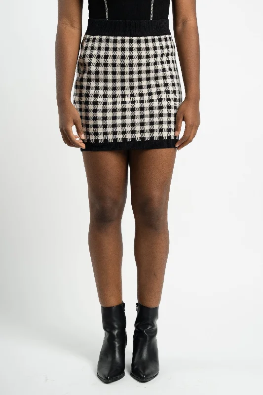 Checkered skirt black