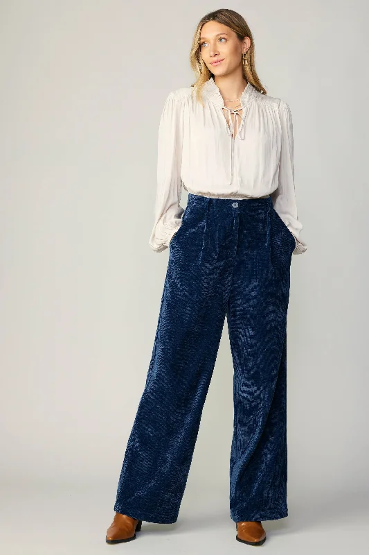 Corduroy Pleated Wide Leg Pant